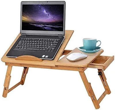 Produktbild von Famanu Bedtafel verstellbar - Laptoptafel - Faltbar - Bambus - Antirutsch - Belüftungslöcher