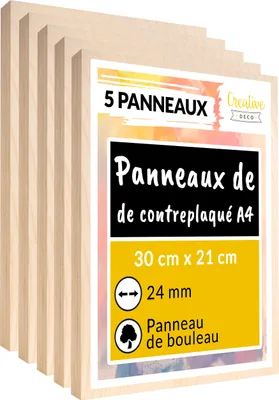 Image de Creative Deco 5 x A4 Contreplaqué 300 x 210 x 24mm (+/- 0,5mm) - Bouleau Brut