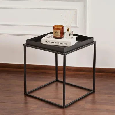 Immagine prodotto di Lorsica - Tavolino da Salotto, 45x45x52h cm Nero, Forma Quadrato