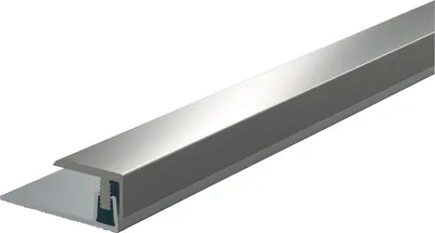 Produktbild von Kügele Abschlussprofil mit 2-teiligem Klemmsystem aus Aluminium, passend zu Parkett- und Designböden, für 7-13mm Bodenstärke, Edelstahl-Effekt