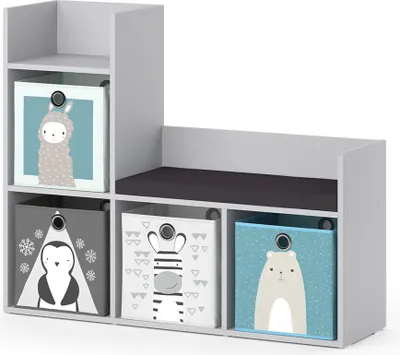 Produktbild von Vicco Kindersitzbank Luigi, 107.2 x 88.6 cm mit 2 Faltboxen opt.1, Grau