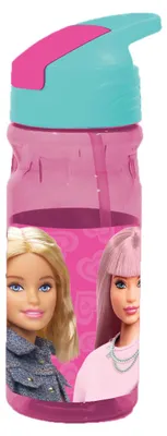 Image de Gourde Barbie de 500 ml pour enfants, avec bouchon, paille et poignée