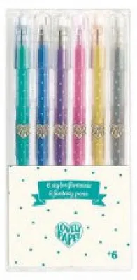 Zdjęcie produktu dla Zestaw 6 markerów roll-gel z brokatem, Djeco