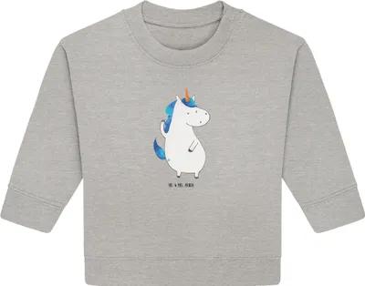 Produktbild von Mr. & Mrs. Panda Organic Baby Pullover Einhorn Mann 24. - 36. Monat - Heather Grey - Geschenk, Freundin, Unicorn, Familie, Bullover, Einhörner, Party