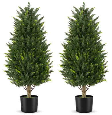 Zdjęcie produktu dla KOMFOTTEU, sztuczna roślina, drzewko cyprysowe, 92 cm, zestaw 2 sztuk