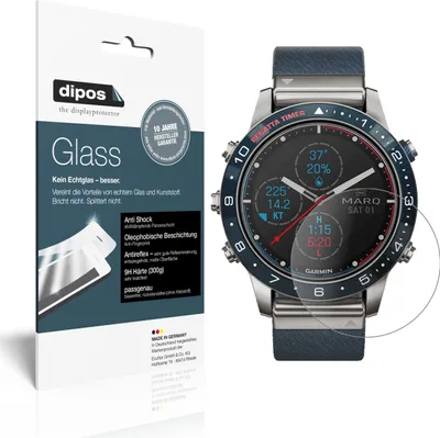 Produktbild von 1x Schutzfolie für Garmin MARQ Captain matt - Anti-Shock 9H Folie dipos Glass Kunststoffglas