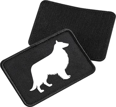 Produktbild von Huuraa Patch Collie Sheltie Silhouette Black 10 x 6,5cm Baumwolle Klettpatch für Mütze Geschenkidee