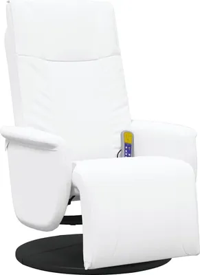 Produktbild von vidaXL Massagesessel mit Fußteil Weiß Kunstleder