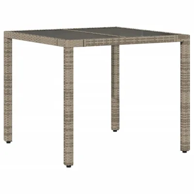 Immagine prodotto di Tavolo da Giardino Piano in Vetro Grigio 90x90x75 cm Polyrattan