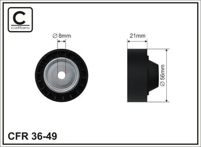 Produktbild von CAFFARO 36-49 Umlenkrolle Keilrippenriemen 56mm für RENAULT CLIO II (BB0/1/2, CB0/1/2) TWINGO I (C06) KANGOO (KC0/1) für DACIA SANDERO II