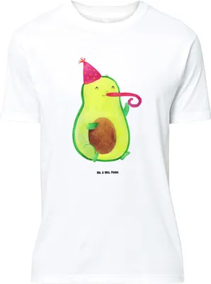 Produktbild von Mr. & Mrs. Panda Größe L T-Shirt Avocado Party Zeit - Weiß - Geschenk, Geburtstag, Feier, Happy Birthday, Shirt, Glücklich, Tshirt, mit Spruch
