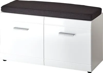 Produktbild von KADIMA DESIGN ISAR Schuhbank für Flur  Schuhregal mit Schuhblade und Sitzbank Weiß 96 x 51 x 39