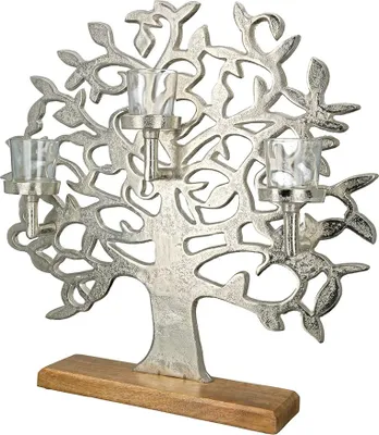 Produktbild von Gilde Leuchter Lebensbaum Aluminium silberfarben 48427