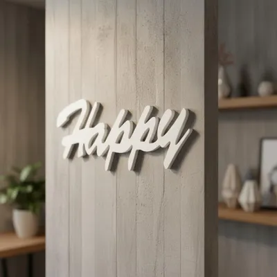 Produktbild von Holzschild „Happy“ Deko?Buchstaben 3D aus MDF weiß zum Aufhängen