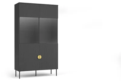 Produktbild von Vitrine MERONA 01 – 2 Türen (106,6×187,6×40 cm) – Schwarz Graphit