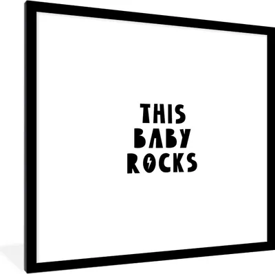 Produktbild von MuchoWow® Gerahmtes Poster Zitate - Dieses Baby rockt - Baby - Kinder - Sprichwörter 40x40 cm - Poster mit Schwarzem Bilderrahmen Wandposter Rahmen Foto Bilder - Poster - Plakat im Rahmen