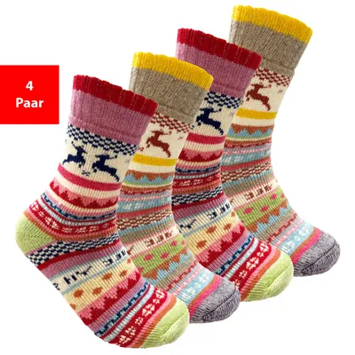 Produktbild von Norwegersocken 4 Paar Bunte Damen Thermosocken Wintersocken Warm & Bequem - 39-42 4 Paar