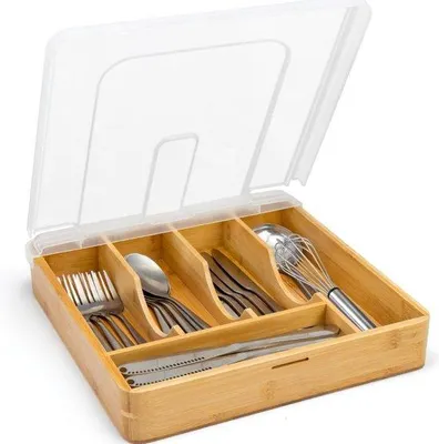 Produktbild von Famanu Besteckbox - Ausziehbare Besteckbox - Besteckhalter - Besteckschublade - Mehrere Fächer