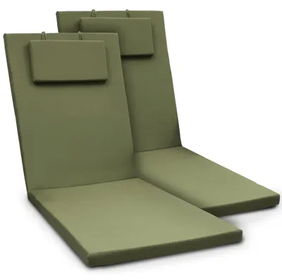 Productafbeelding van Beautissu 2-delige set tuinliggers, zonnedekens, model Loft RL, 200x60x5 cm, olijgroen