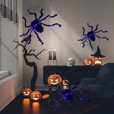 Obrázok produktu pre Halloween pavúk dekorácie, svietiace obrie, svietiace čierne, pre interiér a exteriér, party, dvor, domáce dekorácie