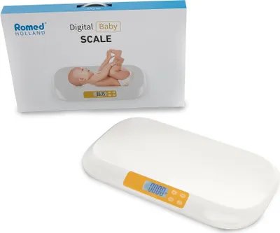 Produktbild von Romed Babywaage digital bis 20 kg – mit HOLD- & TARE-Funktion, LCD-Display, 5 g Genauigkeit, 56x33 cm
