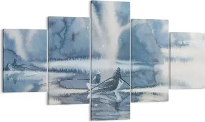 Produktbild von Bild auf Leinwand - Leinwandbild - Boot Fischer Wasser - 125x70cm - Wand Bild - Wanddeko - Leinwanddruck - Bilder - Kunstdruck - Wanddekoration - Leinwand bilder - Wandkunst - EA125x70-3864