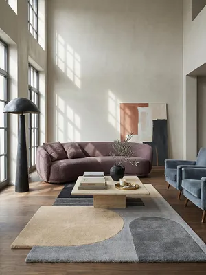 Teppich Grau rechteckig im modernen Wohnzimmer Einrichtungsidee_#sku_BARK503119377568-BARK503119377569-BARK503119377570#