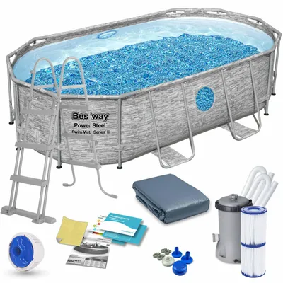 Produktbild von Rahmen-Gartenpool 427 x 250 x 100 cm 12-in-1 Bestway 56714N