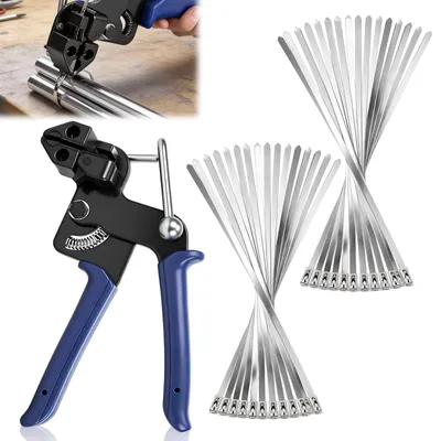 Image de 200 attaches de câble avec pistolet de fixation métallique - 0,5 x 300 mm