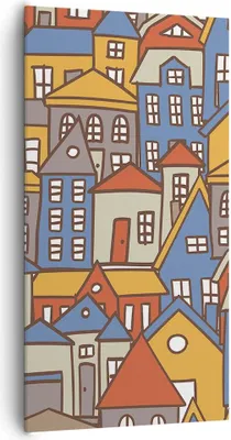 Produktbild von Bild auf Leinwand - Leinwandbild - Stadt Haus Straße - 65x120cm - Wand Bild - Wanddeko - Wandbilder - Leinwanddruck - Bilder - Kunstdruck - Wanddekoration - Leinwand bilder - Wandkunst - PA65x120-3953