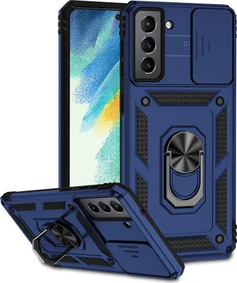 Produktbild von Samsung Galaxy S21 FE Hülle - Coverup Armor Ring Ständer Back Cover mit Kamera Schutz - Blau