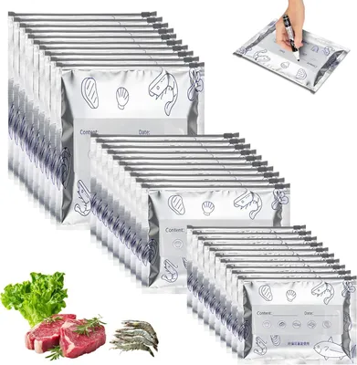 Produktbild von Gefrierbeutel 30 Stück, Aluminiumfolie, auslaufsicher, mit Zip, 3 Größen, für Snacks