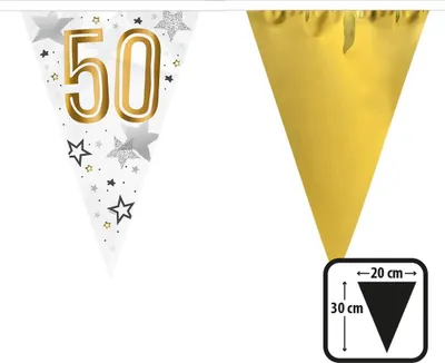 Produktbild von "Happy Birthday" Wimpelkette 30x20cm, 6m | Gold #50