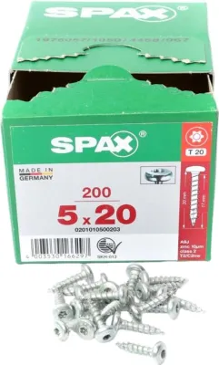 Obrázok produktu pre SPAX 0201010500203, Skrutka, Kov, Zinok, Drevo, Hlava trojnožky, Torx, Kovová