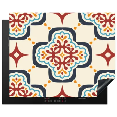 Produktbild von KitchenYeah© Herdabdeckplatte Blumen - Fliese - Muster , 65x52cm, Küche Deko, Glaskeramikkochfeld Herdabdeckung, Abdeckplatte fùr Kochfeld