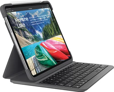 Produktbild von Logitech Slim Folio Pro iPad Hlle mit Kabelloser Bluetooth Tastatur, Fr iPad Pro 12.9  3. Generation (A1876, A1895, A1983, A2014), 14 iOS-Sondertasten, Magnetverschluss - Englisches QWERTY Layout