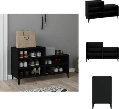 Produktbild von vidaXL Schuhregal Schwarz 102x36x60 cm Holzwerkstoff -  Schuhregale & -schränke