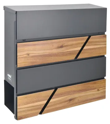Immagine prodotto di Cassetta postale con finitura in legno, antracite, 370x370x105 mm