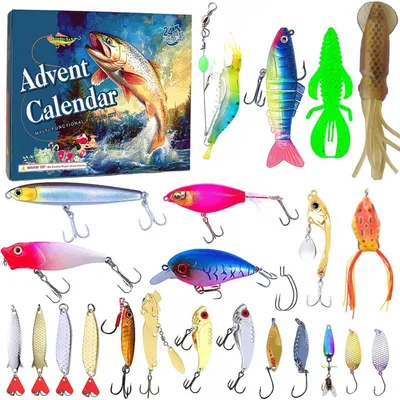 Produktbild von Angel Adventskalender 2025 mit 24 Ködern und Zubehör für Angler