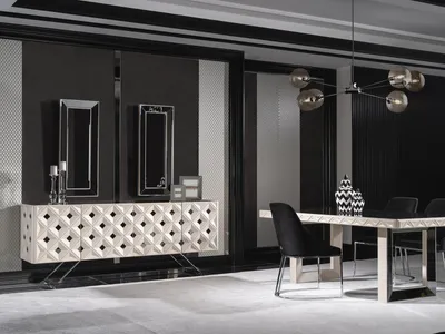 Obrázok produktu pre Biela komoda so zrkadlom z dreva a skla v modernom štýle