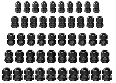 Kabelverschraubungen PG7-16, schwarz, Nylon, 50 Stück