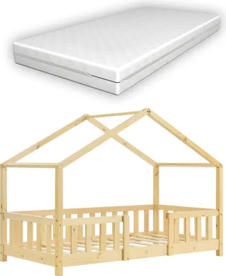 Obrázek produktu pro Dětská postel "Treviolo" s matrací a ochranou proti pádu 70x140 cm přírodní dřevo