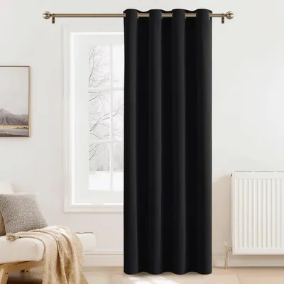Zdjęcie produktu dla Zasłona z przelotkami, czarna, poliester, wymiary: 240 cm wysokości x 140 cm szerokości