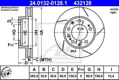 Produktbild von ATE Bremsscheibe  24.0132-0128.1