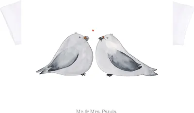 Produktbild von Mr. & Mrs. Panda Babyshirt Turteltauben Liebe 12. - 18. Monat - Weiß - Geschenk, Freundin, Organic Baby Shirt, Partner, Oberteil,  T-Shirt, Jerseyshirt, Hochzeitstag