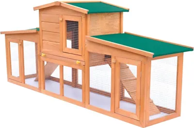 Produktbild von Großer Kaninchenstall Kleintierhaus Hasenstall mit Dächern Holz