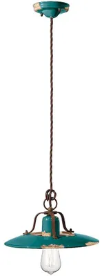 Image de Ferroluce Country Lampe à suspendre en céramique Ø 30cm Vert Rond