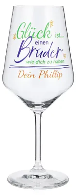 Produktbild von Sipply Weinglas personalisiert "Glück ist einen Bruder wie dich zu haben" 0,5l