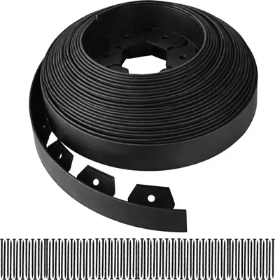 Imagen del producto de Relaxdays, borde para césped, 30 metros x 5 cm, plástico, borde flexible para macizos de flores, 90 anclajes para tierra, delimitador para macizos de flores y césped, color
