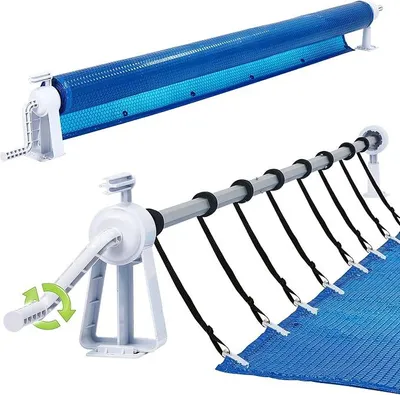 Produktbild von Aufrollsysteme für Poolfolien 1,05m-6,15m Pool Aufroller mit Clips & Bänder, Manuelle Poolaufroller Witterungsbeständiges Aufrollvorrichtung für Solarplane, Poolplane & Abdeckung (Type B)